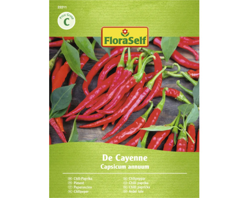 FloraSelf Chilipeppar De Cayenne fröförpackning