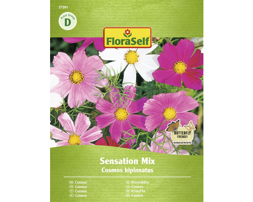 Blomsterfrö FLORASELF Rosenskära Cosmos 'Sensation Mix' FloraSelf Cosmos bipinnatus Sensation Mix fröförpackning