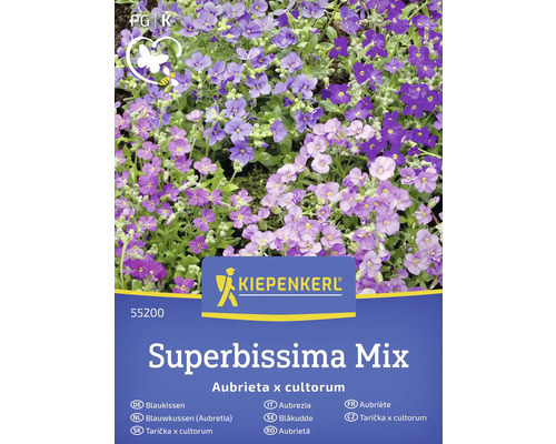 Blåkudde Aubrieta x cultorum Superbissima Mix fröförpackning