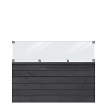 Trädgårdsstaket med glaselement och trävägg