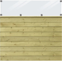 Trästaket med glasöverdel