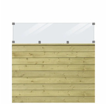 Trästaket med glasöverdel