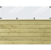 Trästaket med glasöverdel