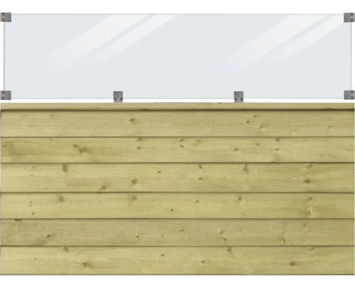 Trästaket med glasöverdel