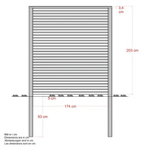 Illustration av en insynsskydd med mått