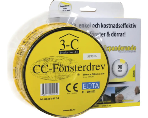 3-C Fönstertätningsband, 30 mm x 60 mm x 5 m