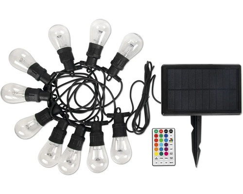 Solarslinga med glödlampor, solpanel och fjärrkontroll