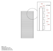 Teknisk ritning med mått i millimeter