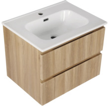 Tvättställsskåp med två lådor och keramisk tvättställ