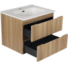 Tvättställsskåp med två lådor och tvättställ i keramik