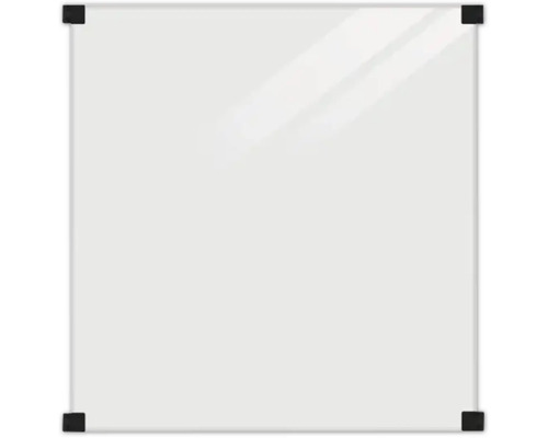 Härdat glasstaket PLUS 90x91cm rökigt gråsvart inkl. svarta beslag Magnetisk whiteboard av glas med hörnfäste