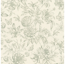 Tapet med blommor och fjärilar