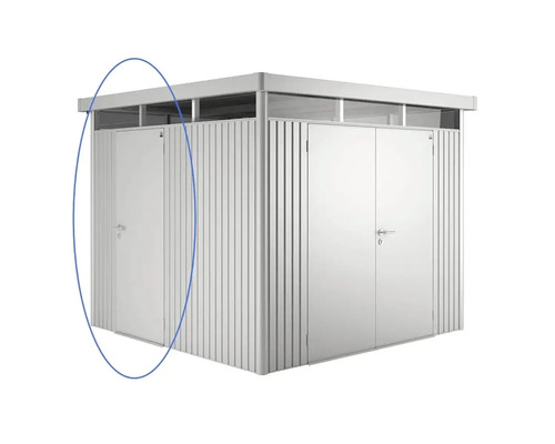 Metallförråd med enkel dörr