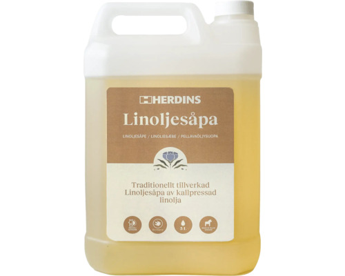 Herdins linoljesåpa i en 5 liters flaska