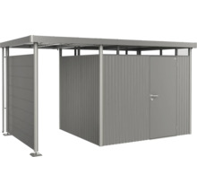 Grå redskapslåda med skjutdörr och dörr