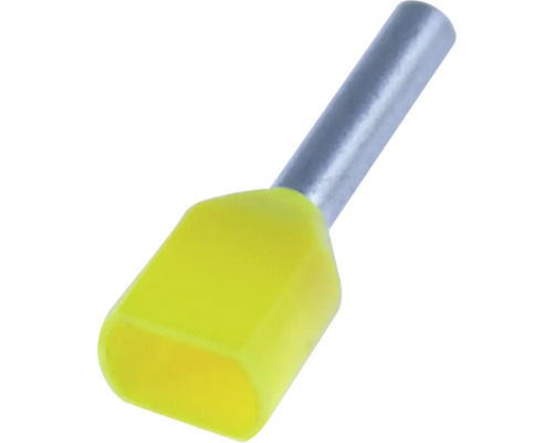 Ändhylsa av metall med gul plastisolering