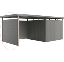 Metallförråd med sidoelement och dörr