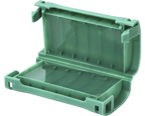 Öppen, grön kopplingsdosa i plast