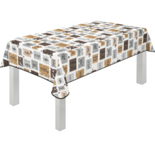 Bord med en duk med kaffemotiv