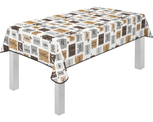 Bord med rektangulär duk med kaffemotiv