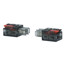 Två transparenta kopplingsplintar med spärteknik för elektriska anslutningar