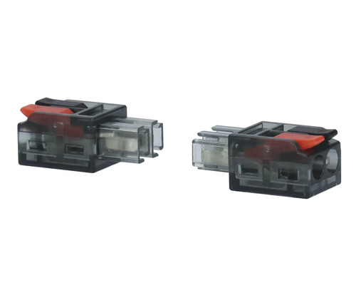 Två transparenta kopplingsplintar med spärteknik för elektriska anslutningar