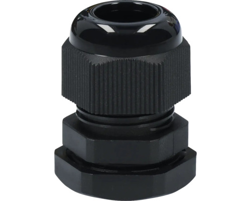 Svart kabelförskruvning