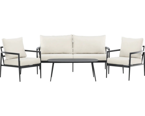 Lounge set VENTURE HOME Taromina svart Utemöbelset med soffa, två stolar och bord