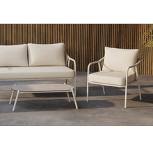 Trädgårdsset med soffa, fåtölj och bord för utomhusbruk