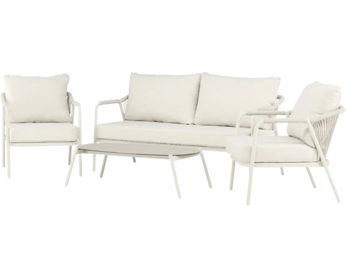 Utemöbelset med soffa, fåtölj och bord