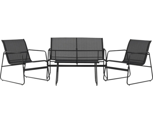 Trädgårdsmöbelset bestående av två stolar, en bänk och ett bord