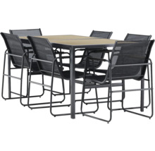 Utemöbelset med sex stolar med metallram och tygklädsel