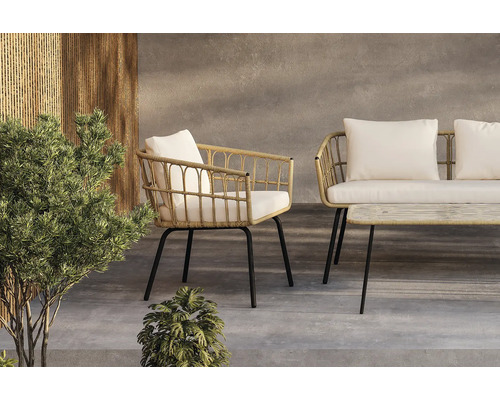 Trädgårdsmöbelset med rottingutseende och sittdynor