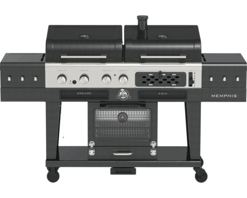 Grill med förvaringsytor och temperaturvisning