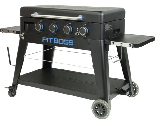Pit Boss grill med fyra brännare, sidobord och hjul