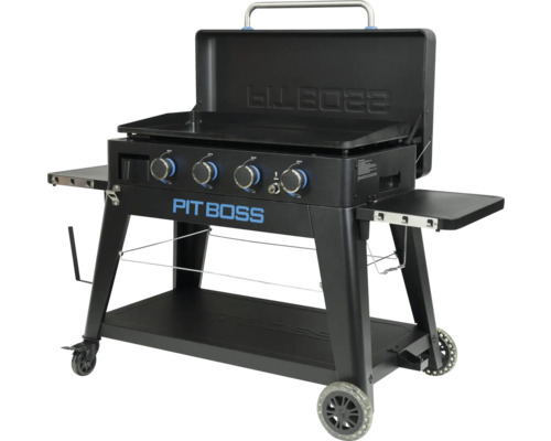 Pit Boss grill med fyra brännare, sidobord och hjul