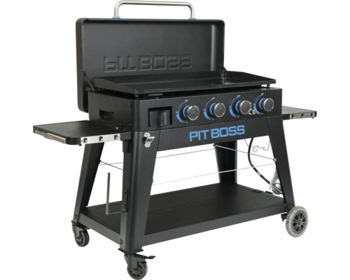 Pit Boss platt grill med fyra brännare, hyllor och underrede