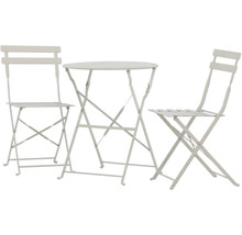 Trädgårdsmöbelset bestående av ett runt bord och två hopfällbara stolar