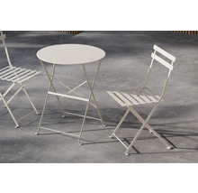 Trädgårdsbordgrupp med fällbord och två fällstolar