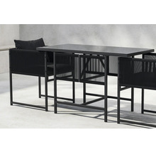 Trädgårdsbord med stolar av metall och textil