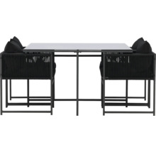 Trädgårdsbord med två fåtöljer i metall och textil