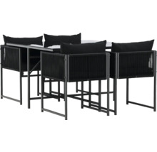 Utebordsgrupp med bord och fyra stolar med dynor