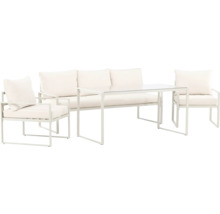 Utemöbelset med soffa, två fåtöljer och bord för utomhusbruk