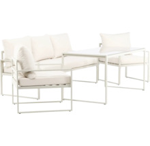 Utemöbelset med soffa, fåtölj och bord