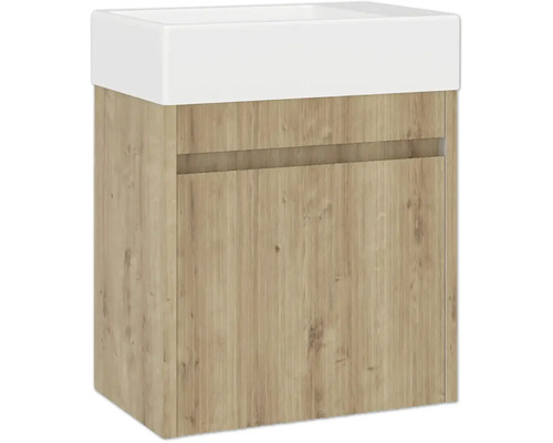 Tvättställsskåp med en låda och en vit tvättställsskiva