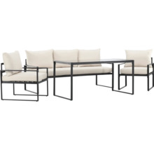 Trädgårdsmöbelset med soffa, två stolar och bord