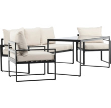 Trädgårdsmöbelset med soffa, stolar och bord