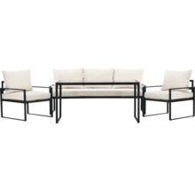 Trädgårdsmöbelset med soffa, två stolar och bord