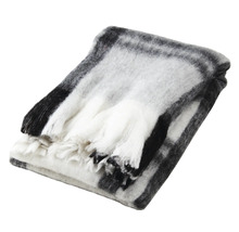 Vikt pläd i rutigt mönster med fransar