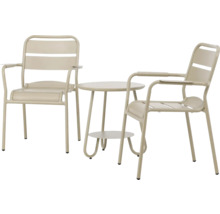 Trädgårdsset med två karmstolar och ett runt bord